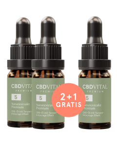 CBD Naturextrakt PREMIUM &Ouml;l 5% ★ 2 + 1 GRATIS