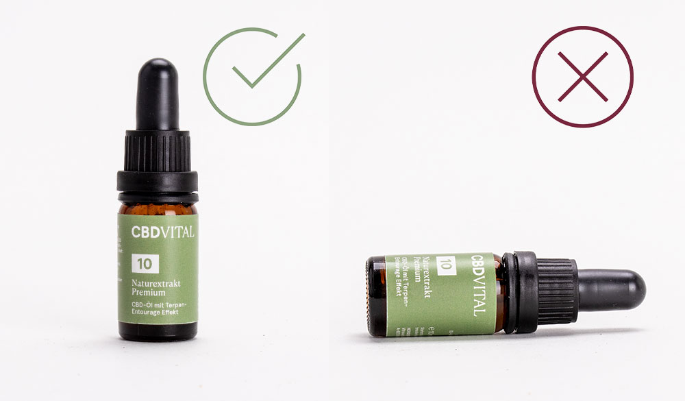 Tipps gegen Auslaufen: CBD &Ouml;l aufrecht lagern
